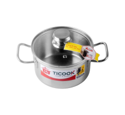 NỒI INOX 304 3 LỚP NẮP KÍNH BẾP TỪ TICOOK