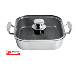 NỒI VUÔNG INOX 2 LỚP VÂN ĐÁ NẮP KIẾNG ĐÁY TỪ TICOOK