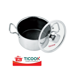 NỒI INOX 304 3 LỚP  VÂN ĐÁ NẮP KIẾNG ĐÁY TỪ TICOOK